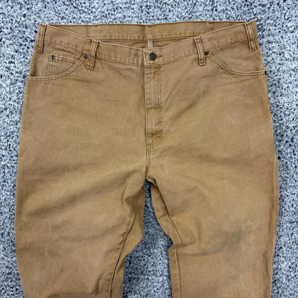 Dickies Pants Mens 40x32 Brown Canvas Carpenter Workwear Utility Regular Fit